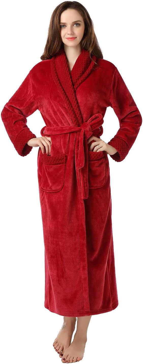 Richie House Women's Plush Soft Warm Fleece Bathrobe Robe RH1591