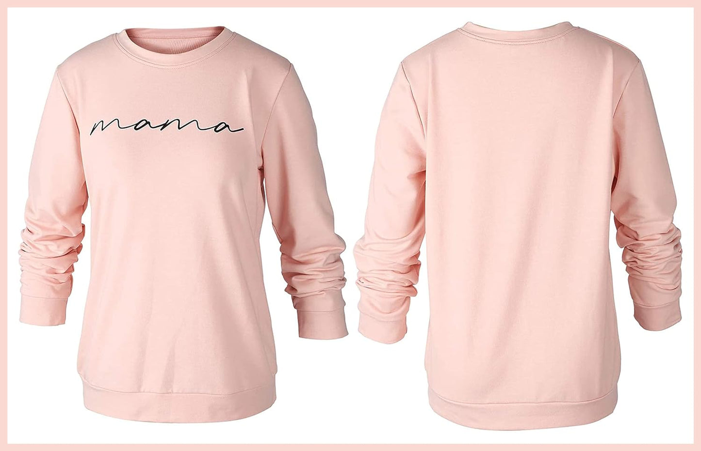 Womens Crewneck Sweatshirt Mama Letter Print Long Sleeve Loose Fashion Pullover Top