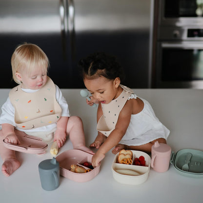 mushie Silicone Baby Bib | Adjustable Fit Waterproof Bibs (Dusty Rose)