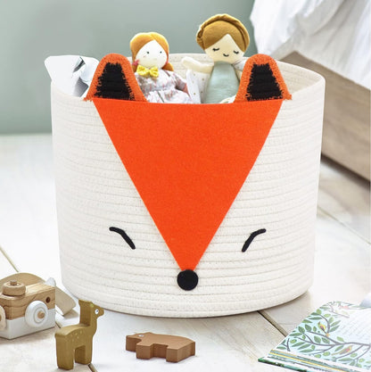 T&T Homewares Orange Fox Storage Basket - Medium, Multipurpose for Baby Diapers, Laundry, Kids Room, Dog/Cat Toys - Ideal for Woodland Nursery Decor & Organizing