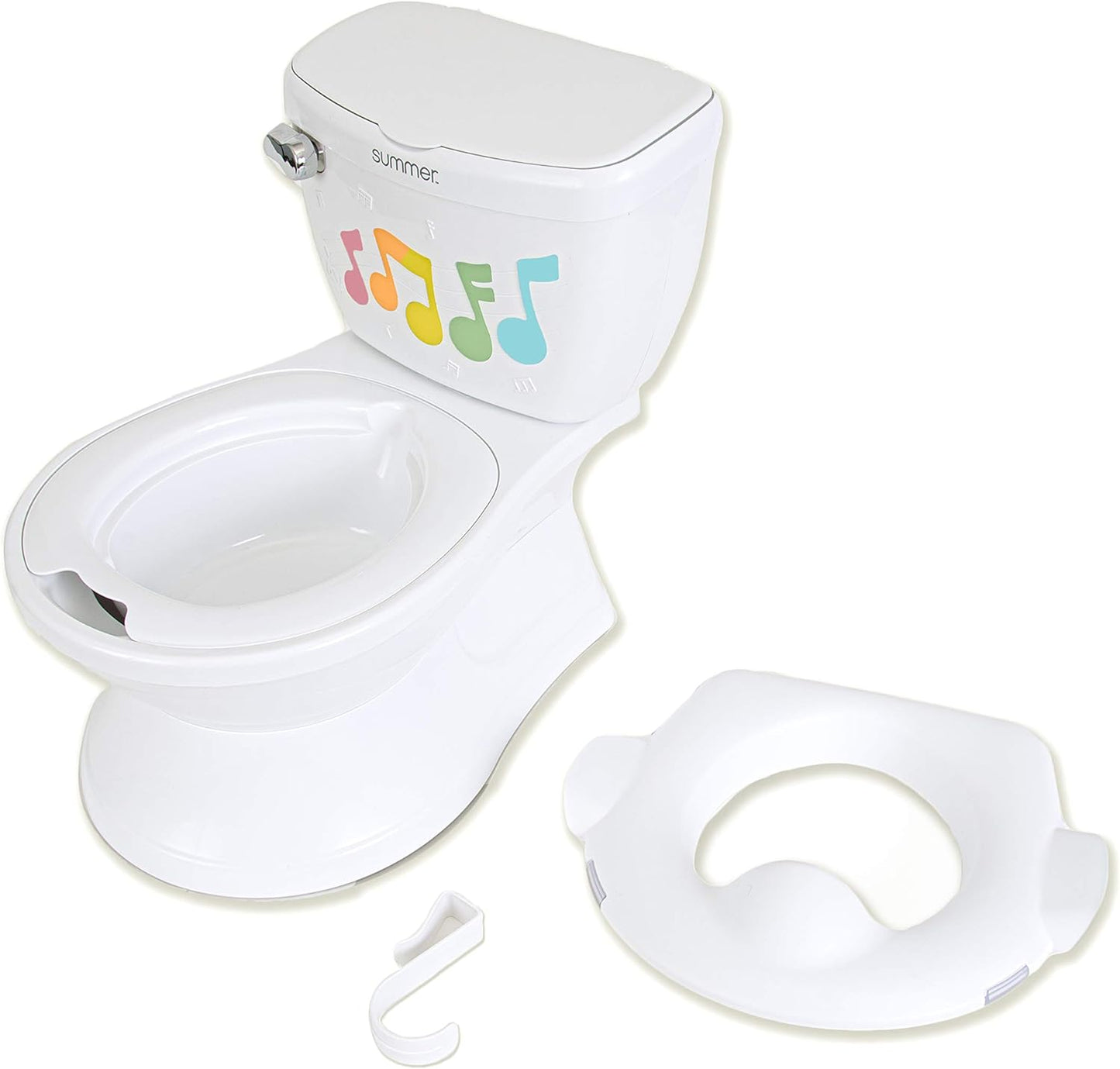 Summer Infant My Size Potty Lights and Songs Transitions,White Realistic Potty Training Toilet with Interactive Handle that Plays Music for Kids,Removable Potty Topper/Pot,Wipe Compartment,SplashGuard