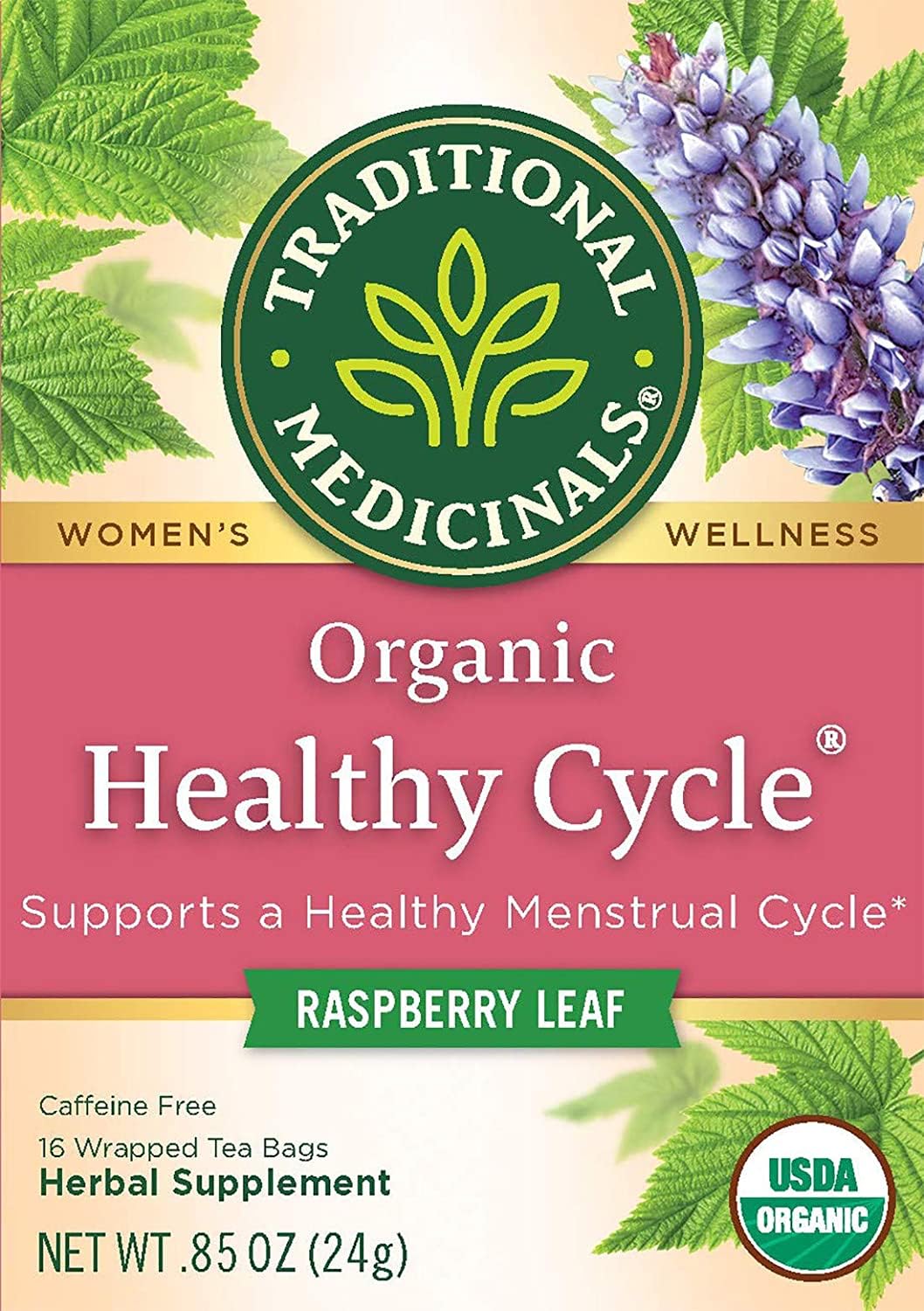 Traditional Medicinals Tea, Organic Raspberry Leaf, Eases Menstrual Cramps, Supports a Healthy Pregnancy, 96 Tea Bags (6 Pack)