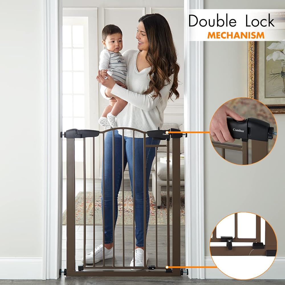 Cumbor 36" Extra Tall Baby Gate for Dogs and Kids with Wide 2-Way Door, 29.7"-40.6" Width, and Auto Close Personal Safety for Babies and Pets, Fits Doorways, Stairs, and Entryways