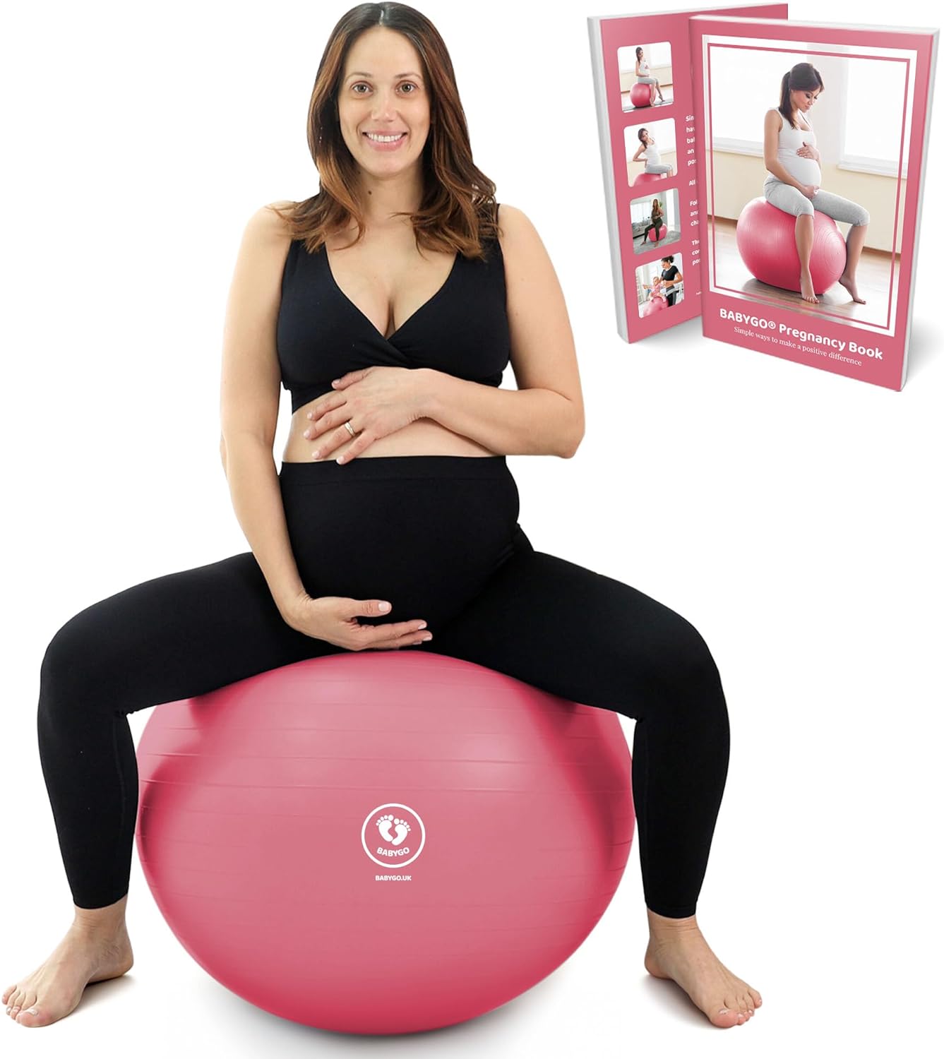 BABYGO® Birthing Ball for Pregnancy & Labor + Our Award Winning Book - Exercise, Birth & Recovery Plan, 5X Stronger Than a Yoga Ball with Eco Friendly Material