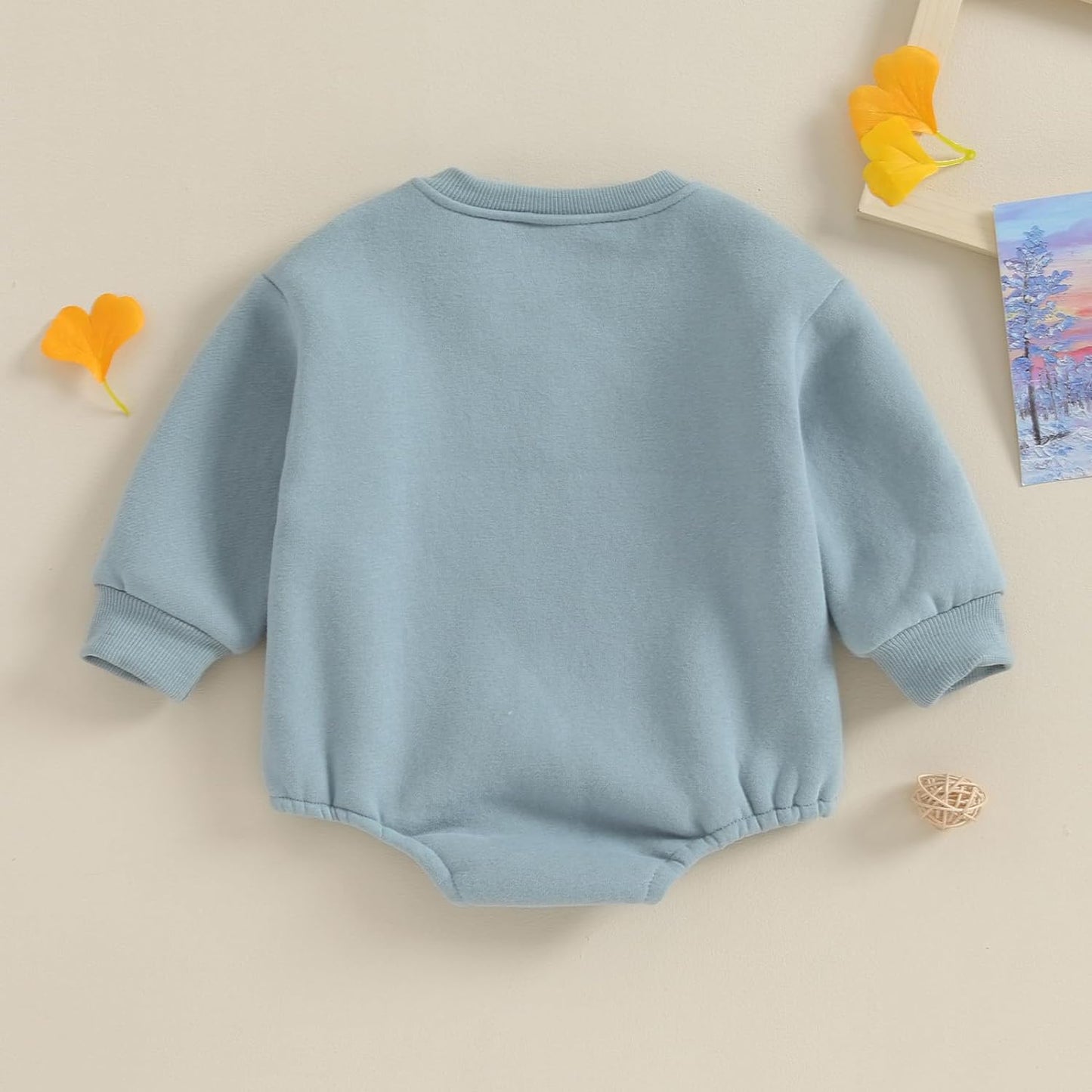 VISGOGO Baby Boy Girls Oversized Sweatshirt Romper Long Sleeve Little Dude Sweater Onesie Top Embroidery Clothes