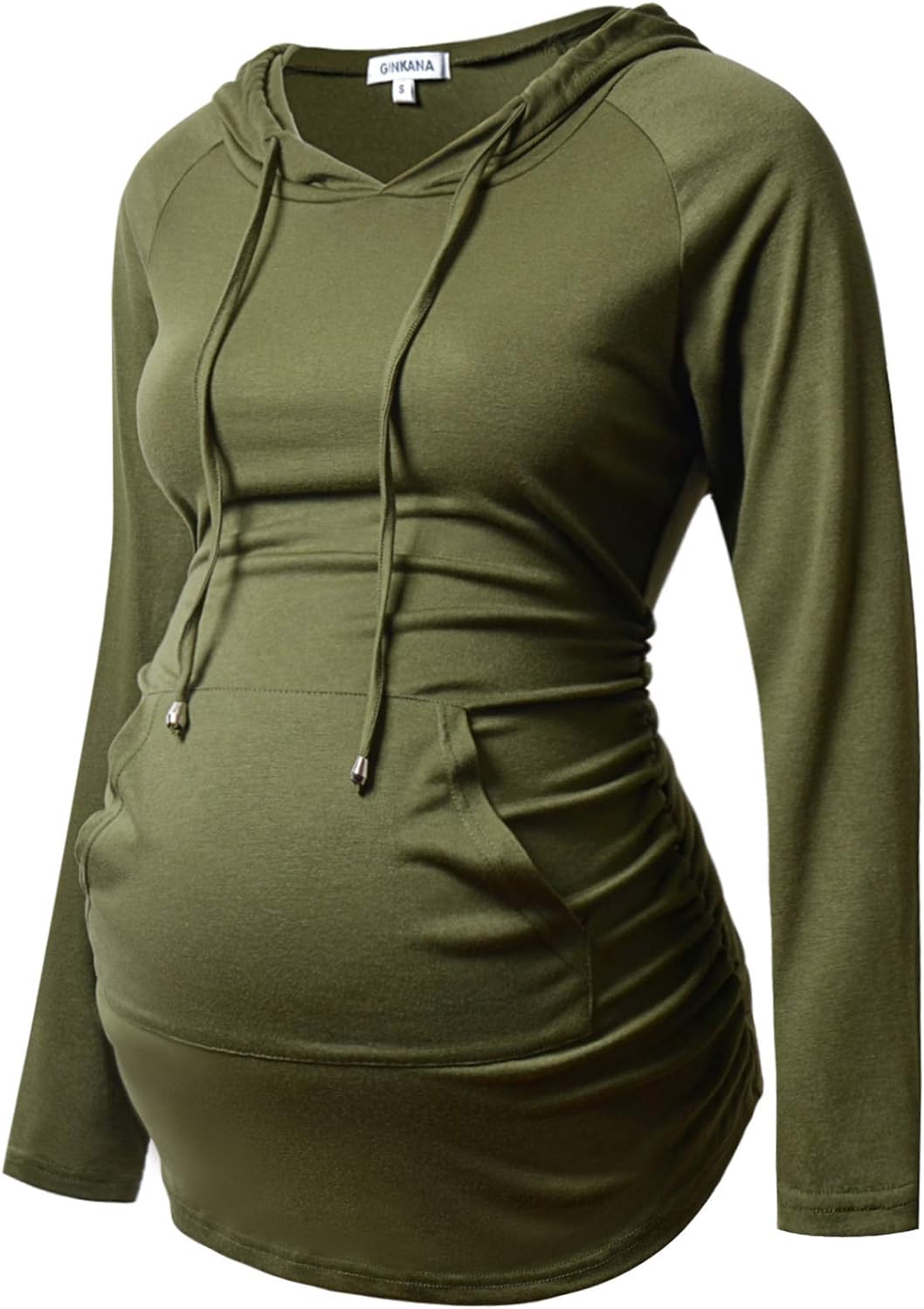 GINKANA Maternity Hoodie Long Sleeves Shirts Casual Maternity Top Pregnancy Sweatshirt Casual Clothes