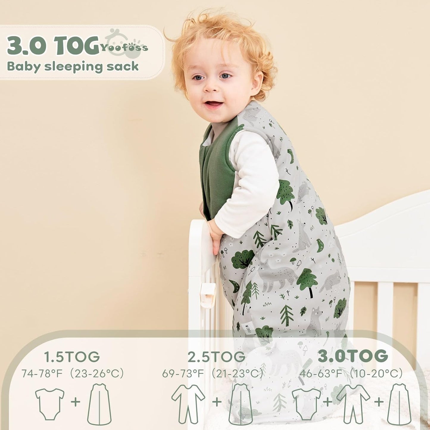 Yoofoss Baby Sleep Sack 0-6 Months Wearable Blanket for Babies 100% Cotton 2-Way Zipper TOG 0.5 Toddler Sleeping Sack 3 Pack, Comfy Lightweight Sleep Sacks