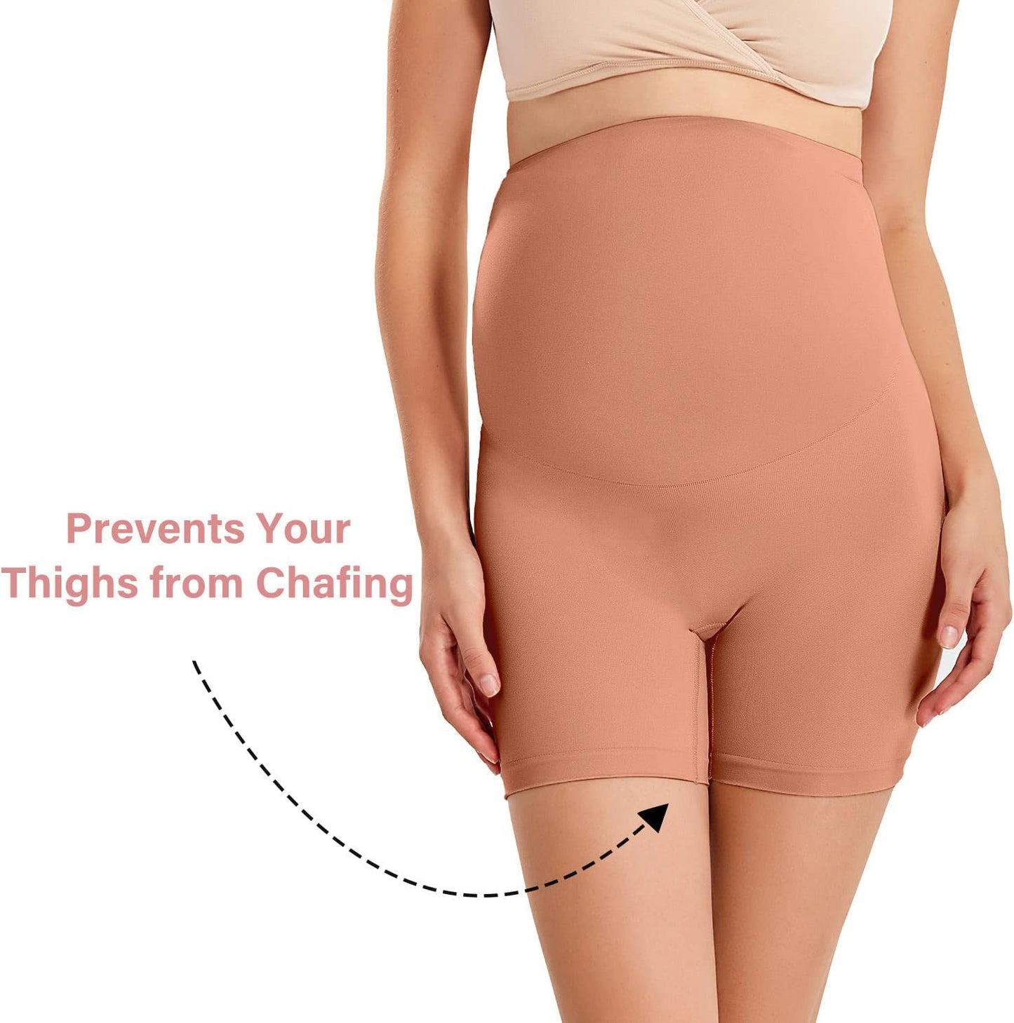 Gratlin Women's Seamless Maternity Shapewear for Dresses Pregnancy Shorts Panties High Waist Mid-Thigh Underwear