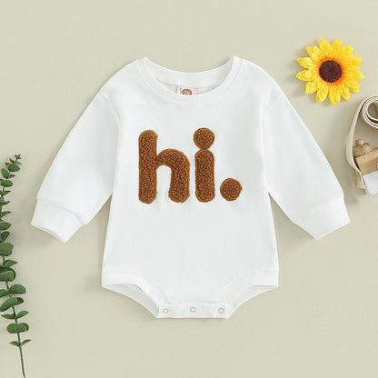 VISGOGO Baby Boy Girls Oversized Sweatshirt Romper Long Sleeve Little Dude Sweater Onesie Top Embroidery Clothes