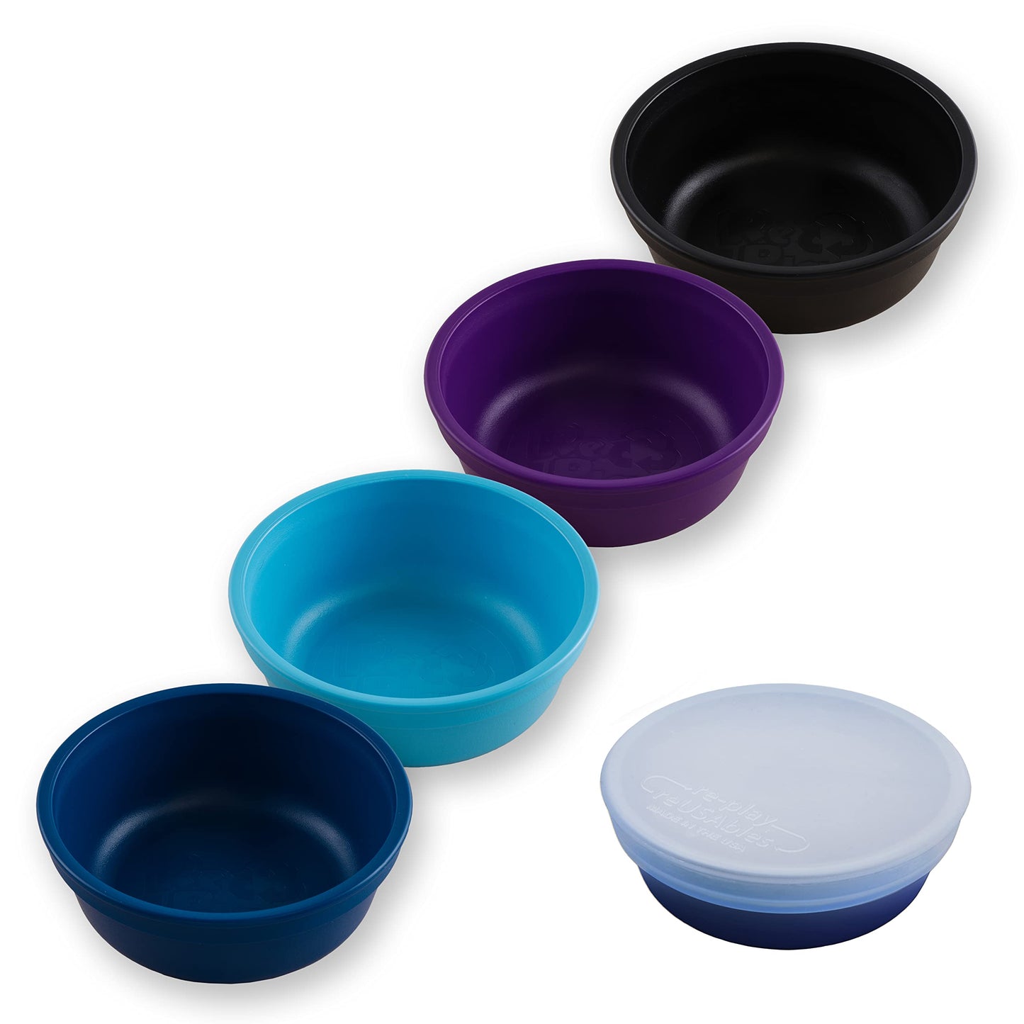 Re-Play Made in USA 12 Oz. Reusable Plastic Bowls, Pack of 4 Without Lid - Dishwasher and Microwave Safe Bowls for Snacks and Everyday Dining - Toddler Bowl Set 5.75" x 5.75" x 2", Modern Mint