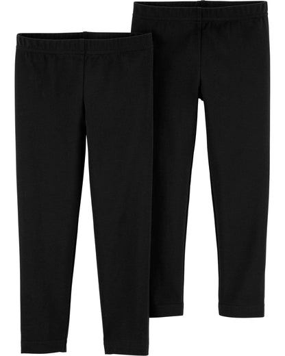 Carter's Girls' 2T-8 2 Pack Leggings (2T, Grey/Black)