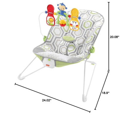 Fisher-Price Baby's Bouncer Geo Meadow, Portable Infant Soothing and Play seat with Toys and Vibrations