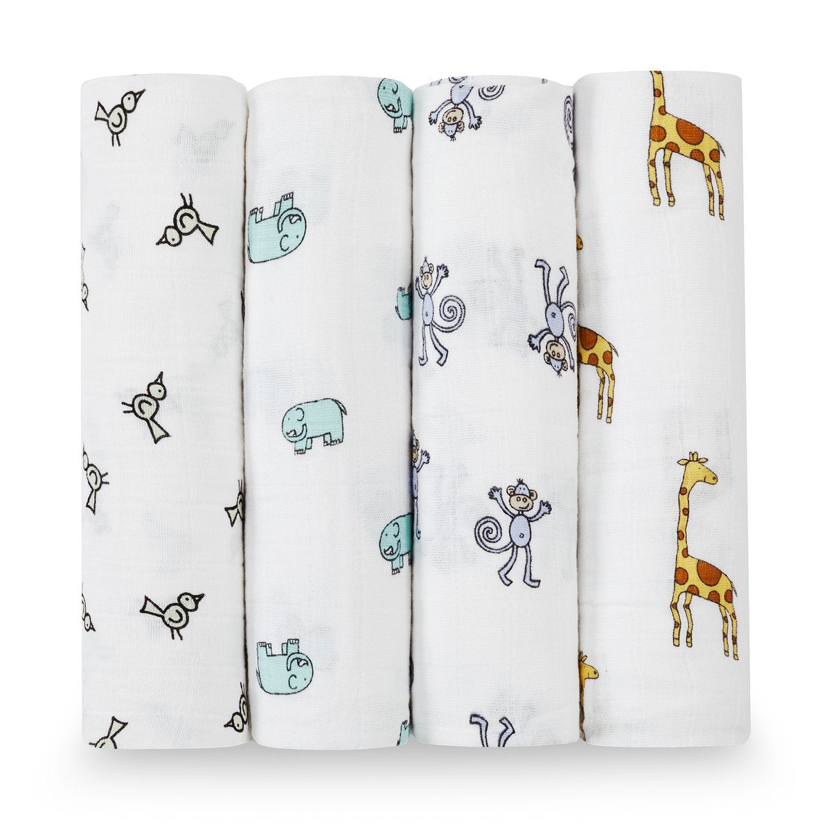 aden + anais Swaddle Blanket, Boutique Muslin Blankets for Girls & Boys, Baby Receiving Swaddles, Ideal Newborn & Infant Swaddling Set, Perfect Shower Gifts, 4 Pack, Sunrise