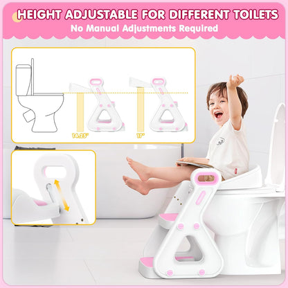 Gimars Upgrade Ultra-Stable 2 In 1 Multifunctional Toddler Potty Seat For Toilet with Setp Stool, Potty Traning Toilet For Boys Girls With Widened Ladder,Comfortable Safe Potty Seat With Handrail,Grey