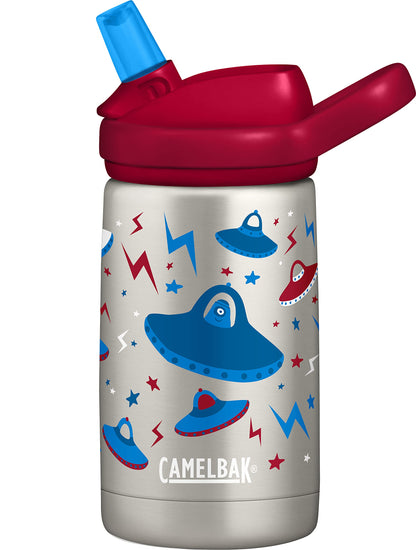 CamelBak eddy+ Kids Water Bottle with Straw, Insulated Stainless Steel - Leak-Proof when Closed, 12oz, Biking Dogs