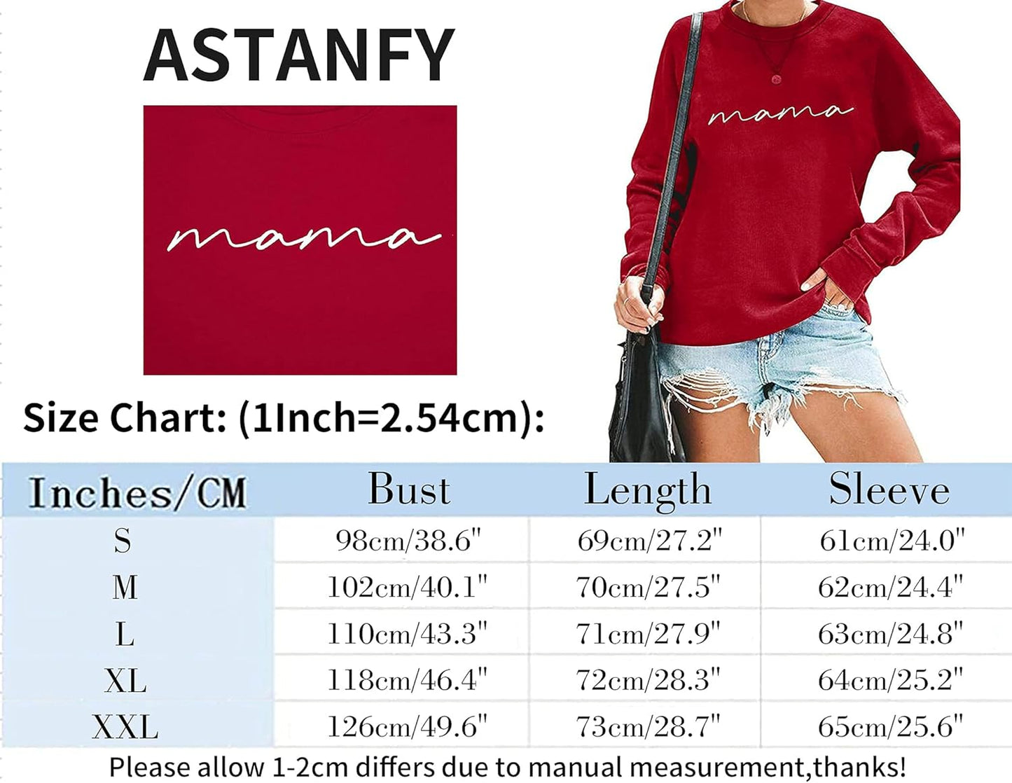 Womens Crewneck Sweatshirt Mama Letter Print Long Sleeve Loose Fashion Pullover Top