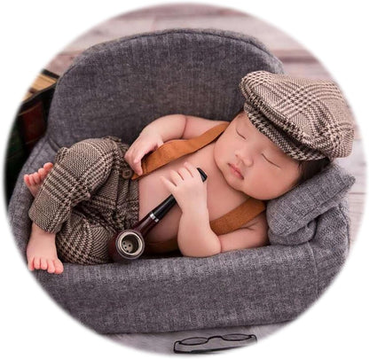 Ederafoto Newborn Photography Outfits Props Baby Photoshoots Costume Boy Photo Posing Lattice Suspender Pants Hats