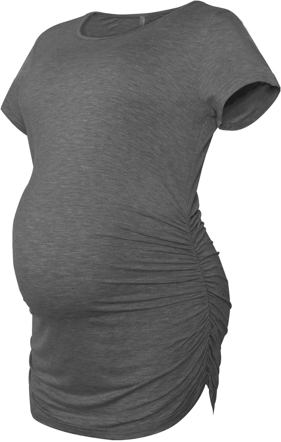 Smallshow Women's Maternity Tops Side Ruched Tunic T-Shirt Pregnancy Clothes