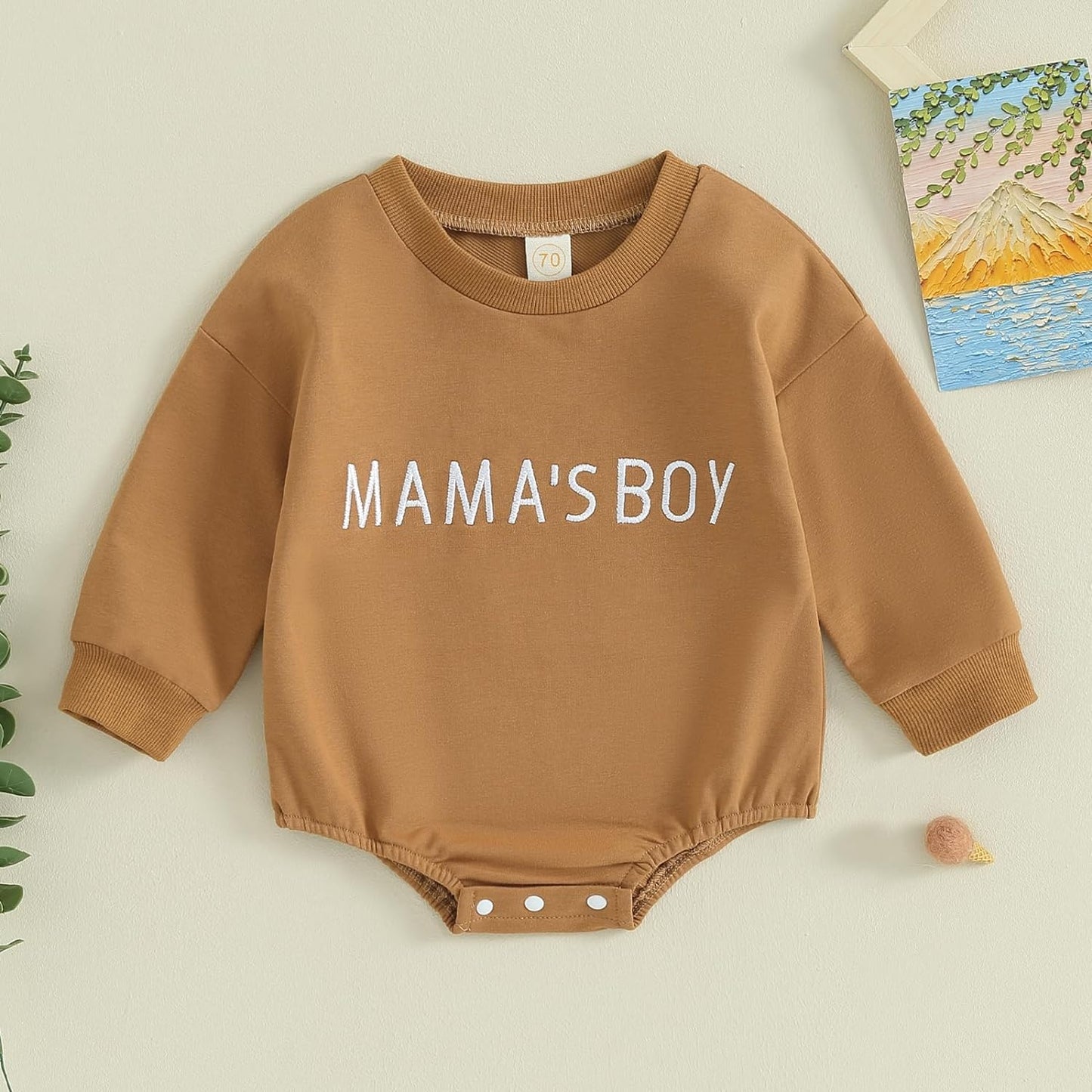 VISGOGO Baby Boy Girls Oversized Sweatshirt Romper Long Sleeve Little Dude Sweater Onesie Top Embroidery Clothes