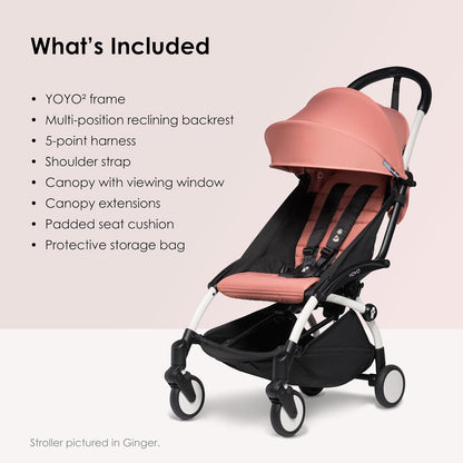 BABYZEN YOYO2 Stroller - Lightweight & Compact - Includes Black Frame, Black Seat Cushion + Matching Canopy - Suitable for Children Up to 48.5 Lbs