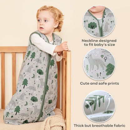 Yoofoss Baby Sleep Sack 0-6 Months Wearable Blanket for Babies 100% Cotton 2-Way Zipper TOG 0.5 Toddler Sleeping Sack 3 Pack, Comfy Lightweight Sleep Sacks