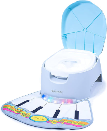 Summer Infant My Size Potty Lights and Songs Transitions,White Realistic Potty Training Toilet with Interactive Handle that Plays Music for Kids,Removable Potty Topper/Pot,Wipe Compartment,SplashGuard