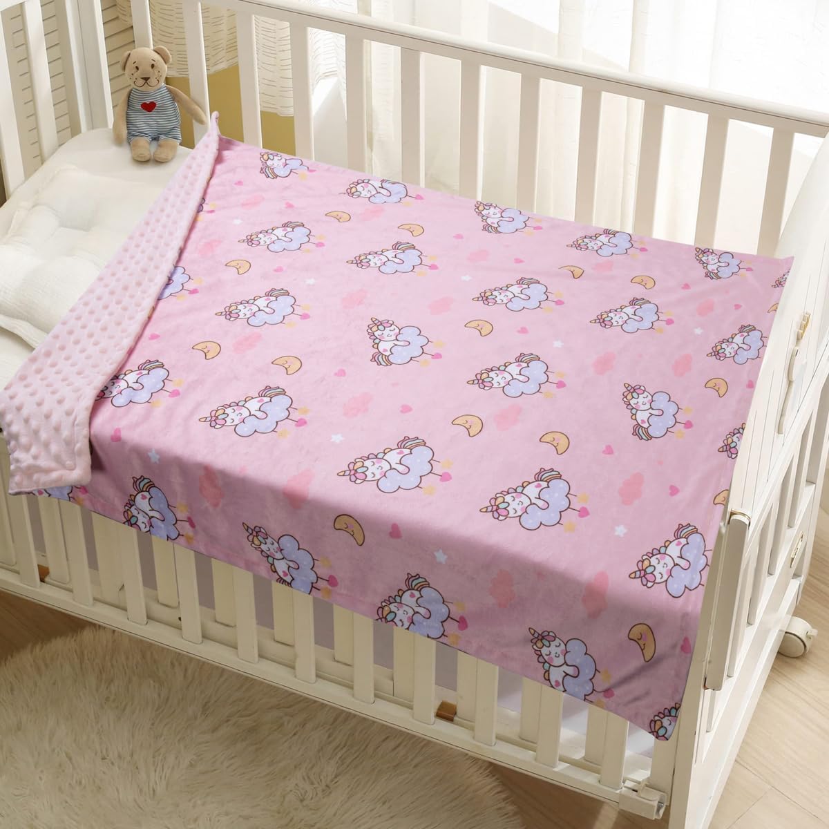 Donsonny Baby Blanket for Boys Girls Soft Minky with Double Layer Dotted Backing, Color Dinosaurs Printed 30 x 40 Inch Receiving Blanket