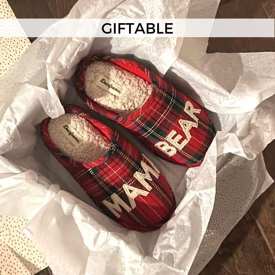 Dearfoams Gifts for Women Matching Christmas Holiday Mama Bear Slipper