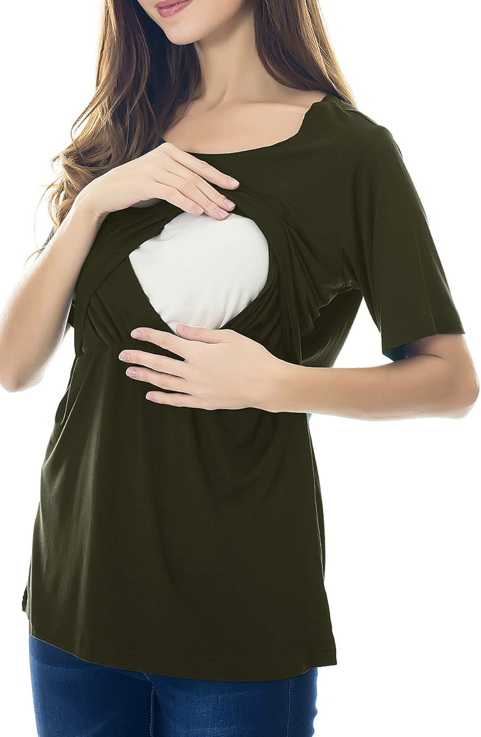 Smallshow Women's Maternity Nursing Tops Short Sleeve Breastfeeding Clothes