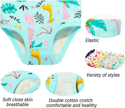 NEIYISHE Girls' Cotton Brief Breathable Toddler Panties Kids Assorted Underwears 6-8 pieces