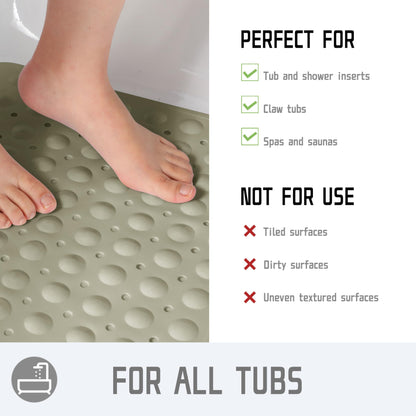 Yimobra Original Extra Long Bath Tub Shower Floor Mat, Non Slip Oversized Bathtub Mats with Drain Holes, Bathroom Machine Washable Bathmats with Suction Cups, 16 x 40 Inches, Mint Green