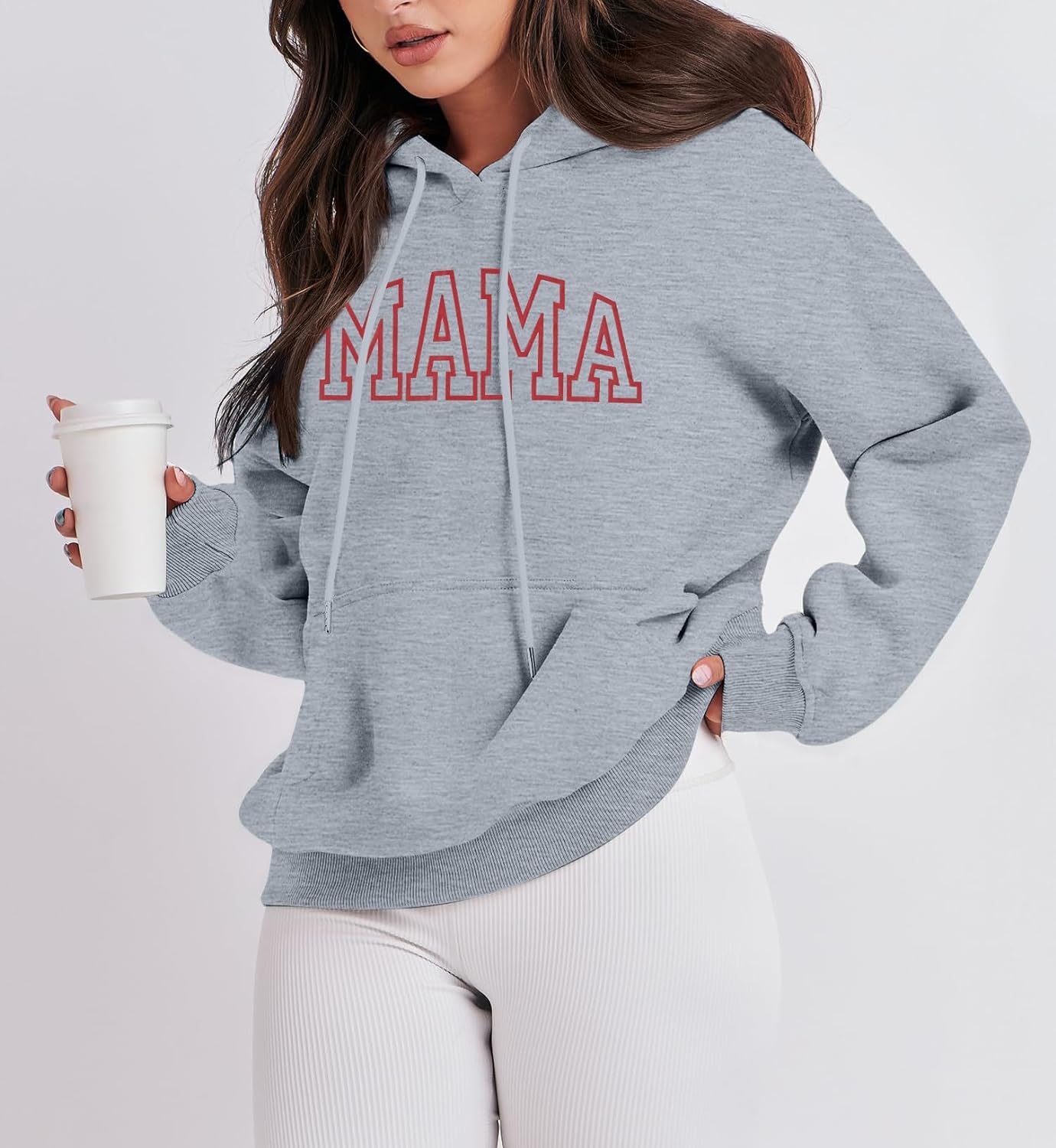 Womens Crewneck Sweatshirt Mama Letter Print Long Sleeve Loose Fashion Pullover Top