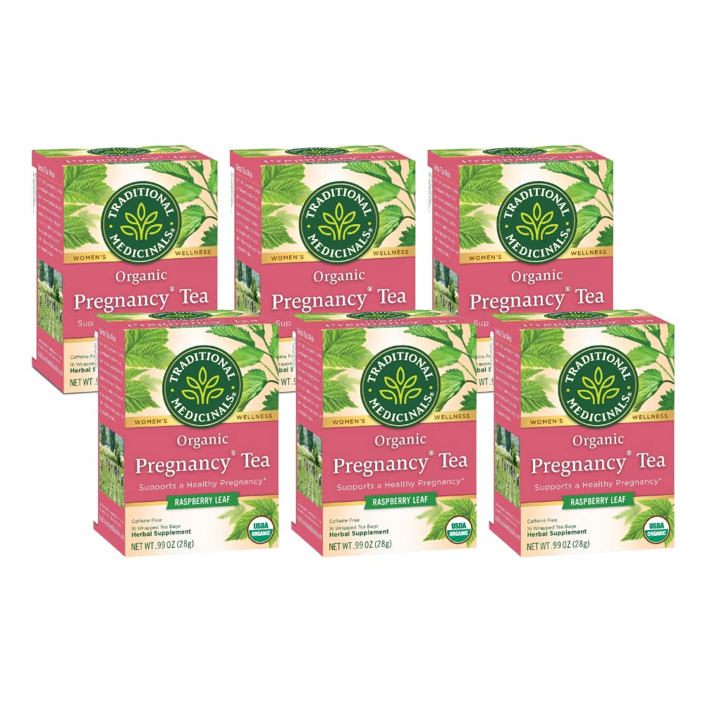 Traditional Medicinals Tea, Organic Raspberry Leaf, Eases Menstrual Cramps, Supports a Healthy Pregnancy, 96 Tea Bags (6 Pack)