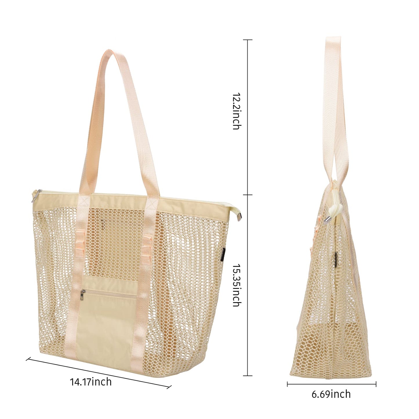 Tainehs Mesh Beach Tote Bag for Women 2024 Upgrade Waterproof Pool Bag for Beach Vacation Swimming Family Travel Essentials