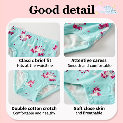 Finihen Toddler Girls Cotton Underwear Cute Print Briefs Little girls Panties Soft Multipacks