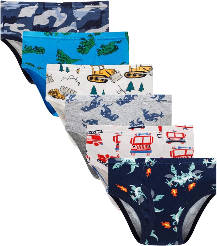 Boboking 100% Cotton Little Boys Briefs Soft Dinosaur Truck Toddler Underwear