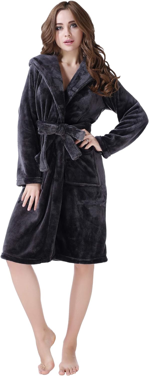 Richie House Women's Plush Soft Warm Fleece Bathrobe Robe RH1591