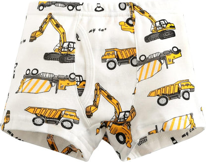 BYONEME 100% Cotton Little Boys Briefs Soft Dinosaur Truck Toddler Underwear