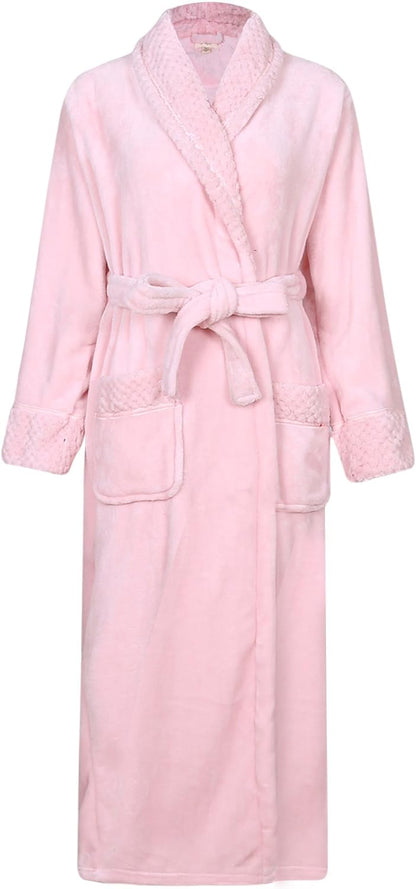 Richie House Women's Plush Soft Warm Fleece Bathrobe Robe RH1591