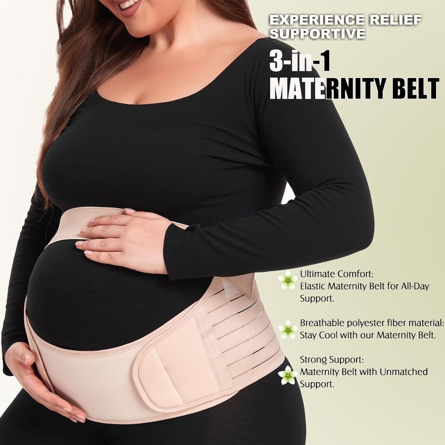 Pregnancy Belly Support Band Maternity Belt Back Support Belly Bands for Pregnant Women Lightweight Belly Band Back Brace Pregnancy Belly Support Pregnancy Must Haves for Pregnant Women,Black,Medium