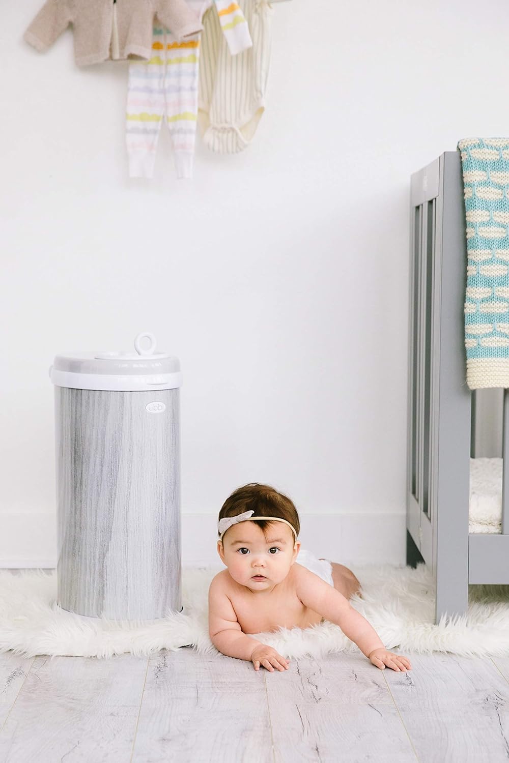 Ubbi Steel Odor Locking, No Special Bag Required Money Saving, Awards-Winning, Modern Design, Registry Must-Have Diaper Pail, White