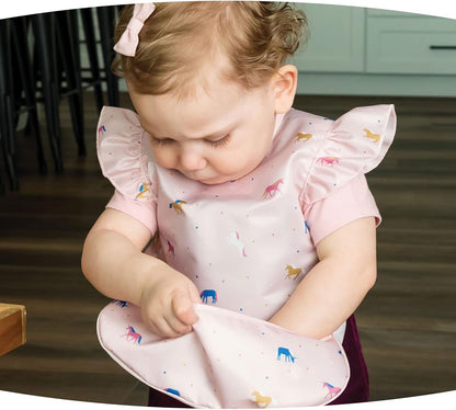 Tiny Twinkle Mess Proof Baby Bib - Waterproof Toddler and Baby Apron Bib - Machine Washable - PFAS and BPA Free