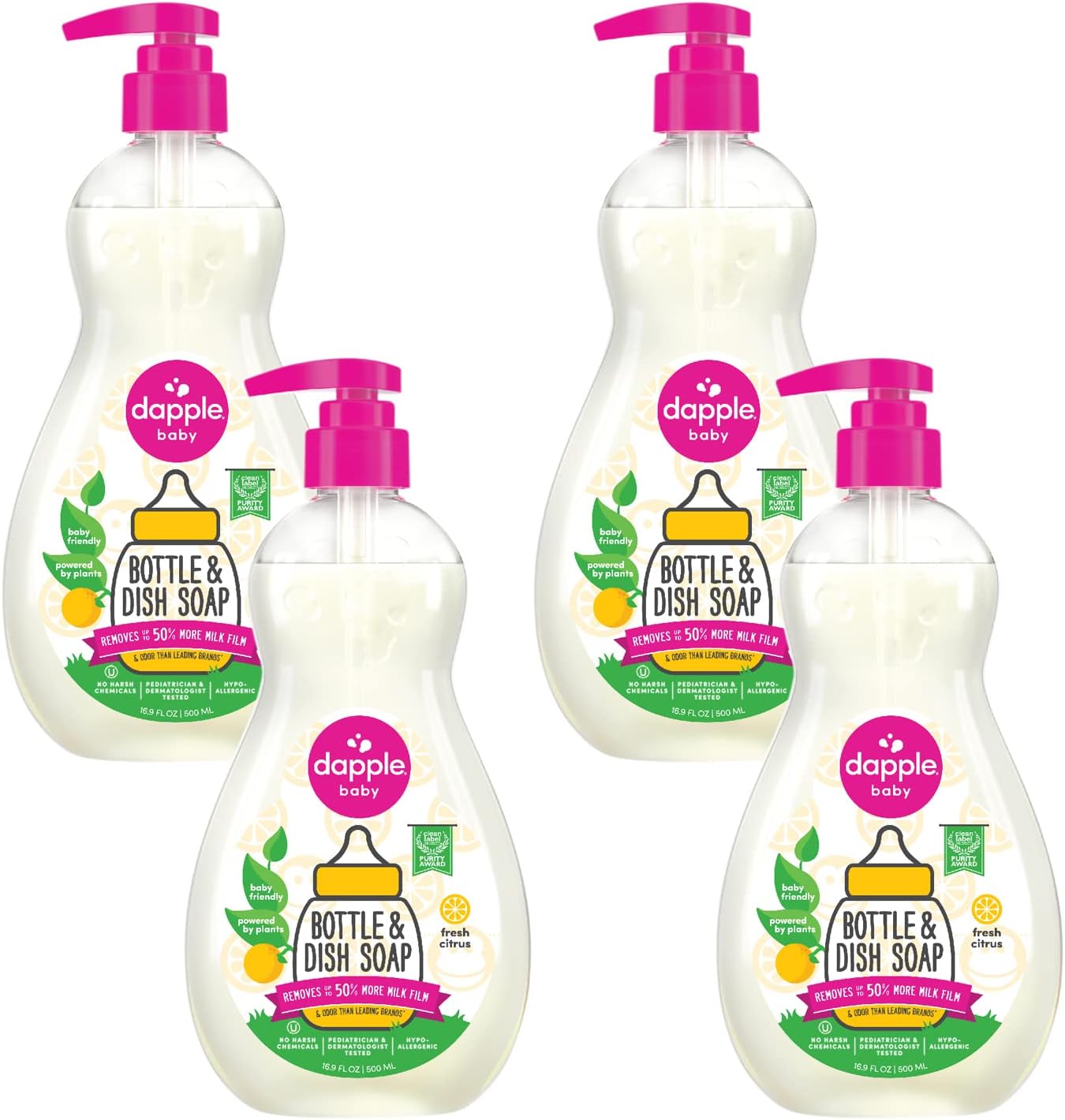 Dapple Bottle and Dish Soap Baby, Hypoallergenic, Plant-Based, Fragrance Free, 3 Fl Oz (Pack of 2)