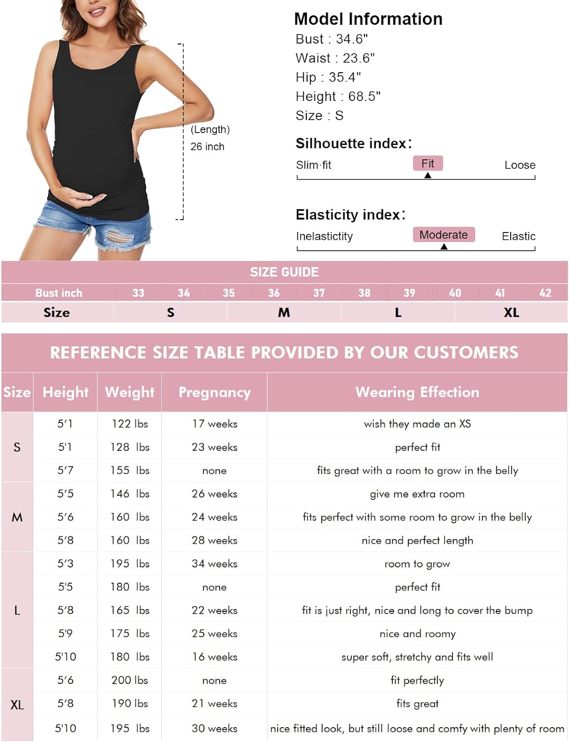 Ecavus 3PCS Womens Layering Maternity Tank Top Pregnancy Shirt Scoop Neck Sleeveless Ruched Vest