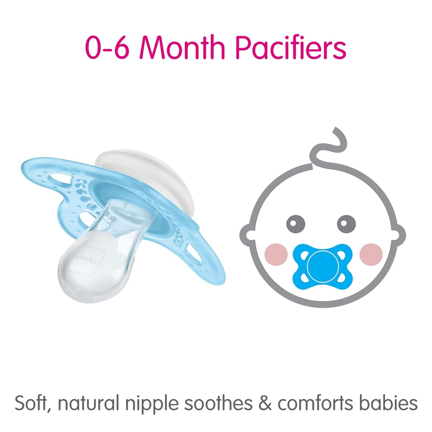 MAM Original Matte Baby Pacifier, Nipple Shape Helps Promote Healthy Oral Development, Sterilizer Case, 2 Pack, 0-6 Months, Unisex,2 Count (Pack of 1)