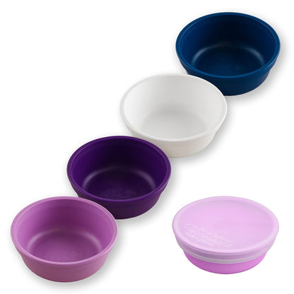 Re-Play Made in USA 12 Oz. Reusable Plastic Bowls, Pack of 4 Without Lid - Dishwasher and Microwave Safe Bowls for Snacks and Everyday Dining - Toddler Bowl Set 5.75" x 5.75" x 2", Modern Mint