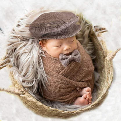 Ederafoto Newborn Photography Outfits Props Baby Photoshoots Costume Boy Photo Posing Lattice Suspender Pants Hats