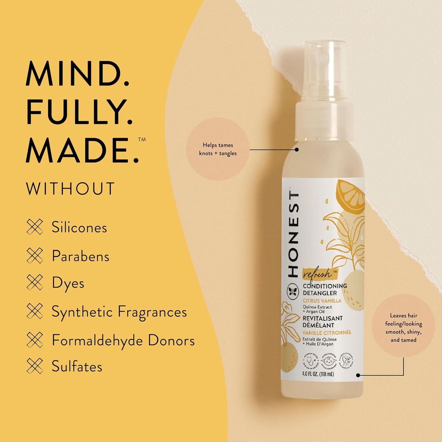 The Honest Company Silicone-Free Conditioner | Gentle for Baby | Naturally Derived, Tear-free, Hypoallergenic | Fragrance Free Sensitive, 10 fl oz