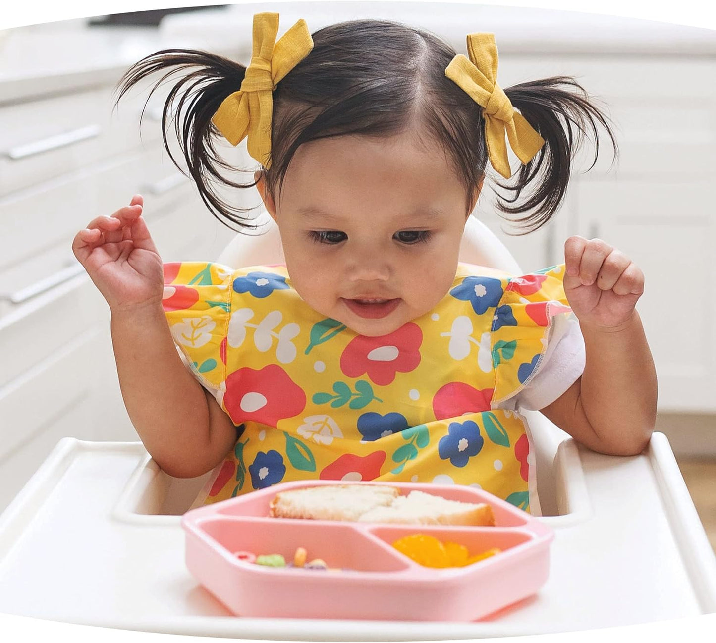 Tiny Twinkle Mess Proof Baby Bib - Waterproof Toddler and Baby Apron Bib - Machine Washable - PFAS and BPA Free