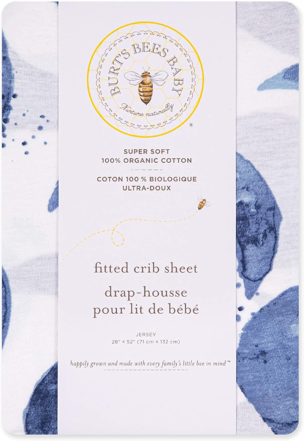 Burt's Bees Baby - Fitted Crib Sheet, Boys & Unisex 100% Organic Cotton Crib Sheet for Standard Crib and Toddler Mattresses (Hello Moon!) 28x52 Inch (Pack of 1)